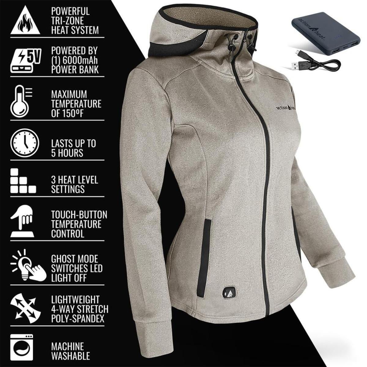Open Box Saip 5V Women's Slim Fit Battery Heated Hoodie - Image 8
