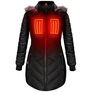 Open Box Saip 5V Heated Long Puffer Jacket W/ Hood - Women's