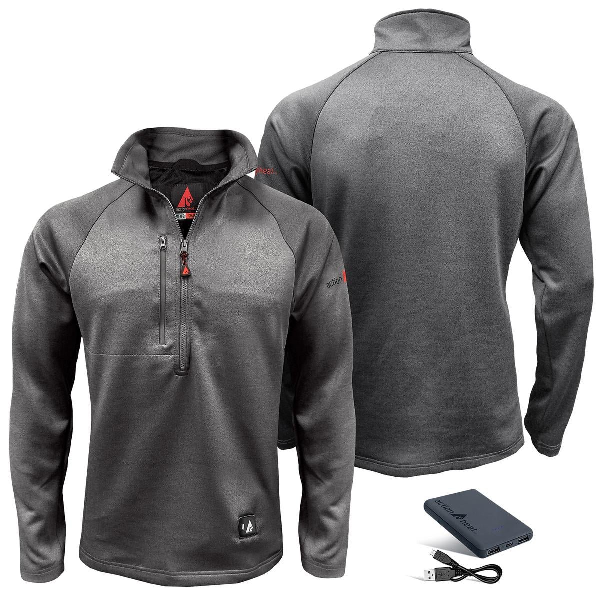 Saip 5V Men's 1/2 Zip Pullover Battery Heated Shirt - Image 32