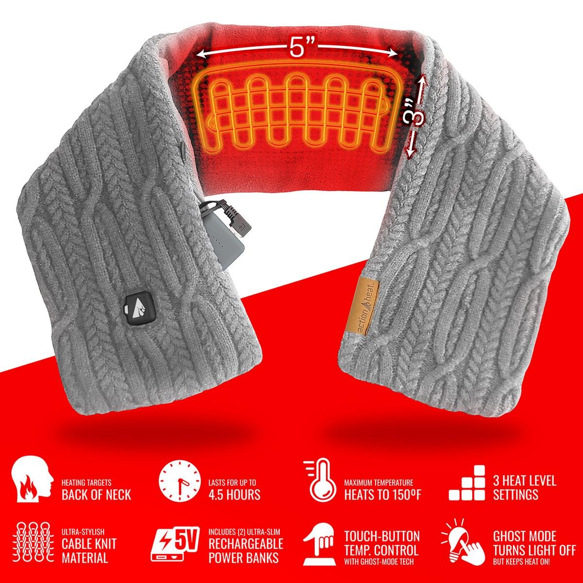 Saip 5V Battery Heated Cable Knit Wrap Scarf - Image 15