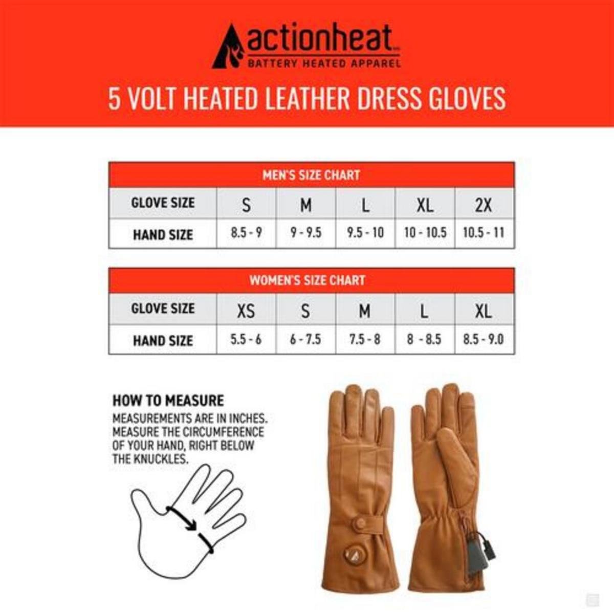 Open Box Saip 5V Women's Battery Heated Leather Dress Glove - Image 6