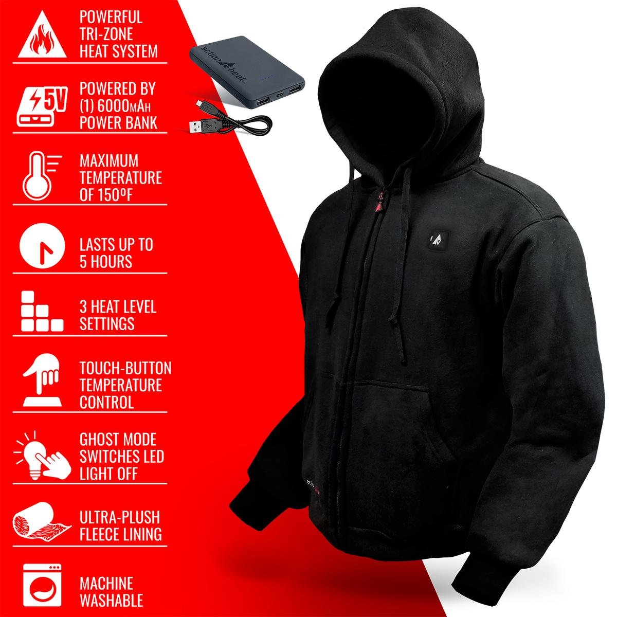Saip 5V Heavyweight Battery Heated Hoodie - Image 5
