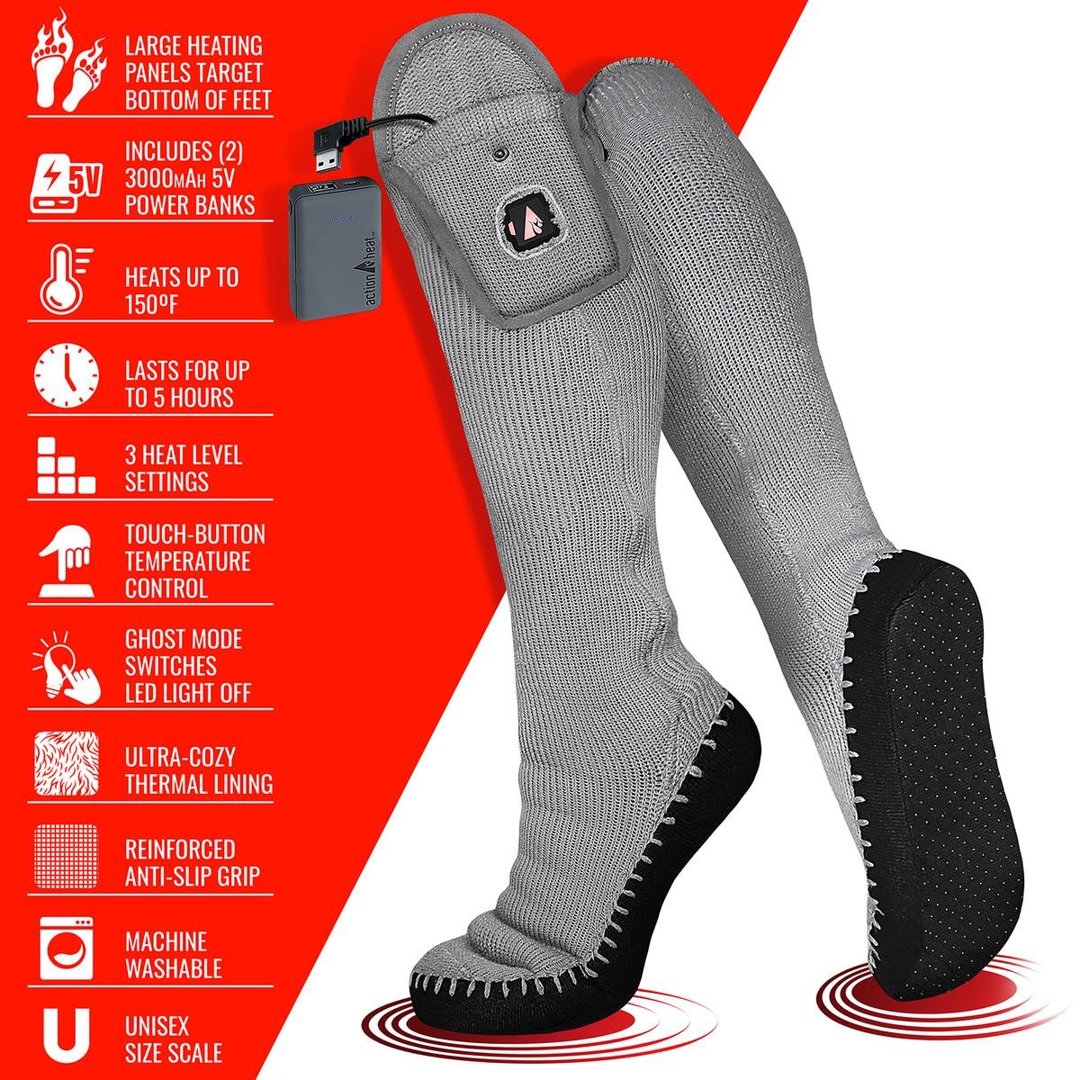 Saip 5V Battery Heated Slipper Sock - Image 4