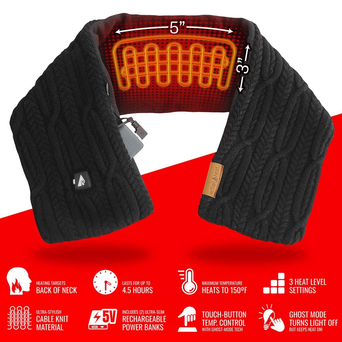 Saip 5V Battery Heated Cable Knit Hat & Scarf Bundle - Image 8
