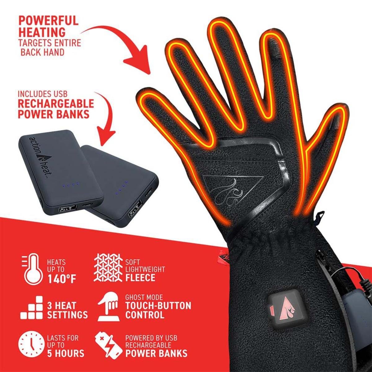 Open Box Saip 5V Men's Slim Fit Fleece Heated Gloves - Image 5