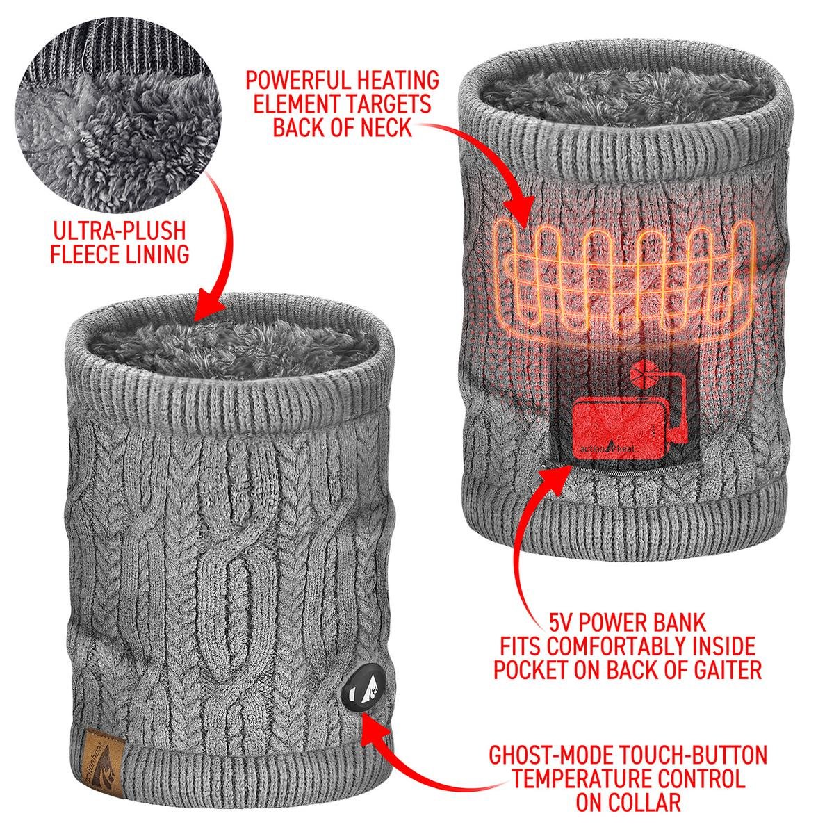 Saip 5V Battery Cable Knit Heated Neck Gaiter - Image 13
