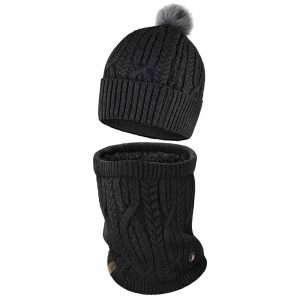 Saip 5V Battery Heated Cable Knit Hat & Gaiter Bundle