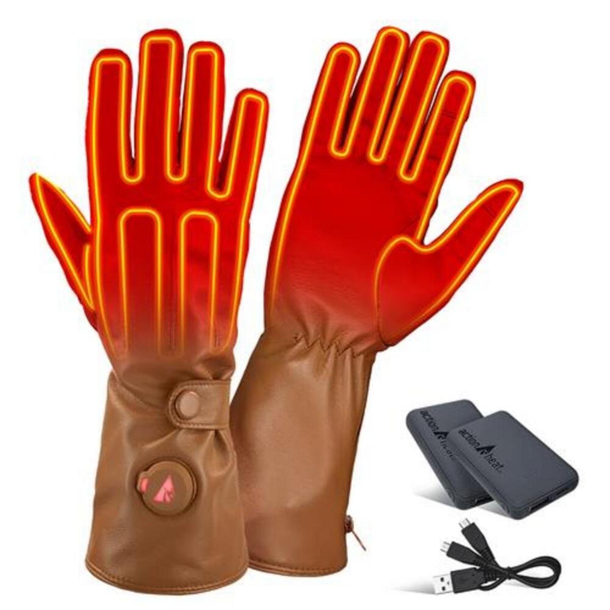 Open Box Saip 5V Women's Battery Heated Leather Dress Glove - Image 5