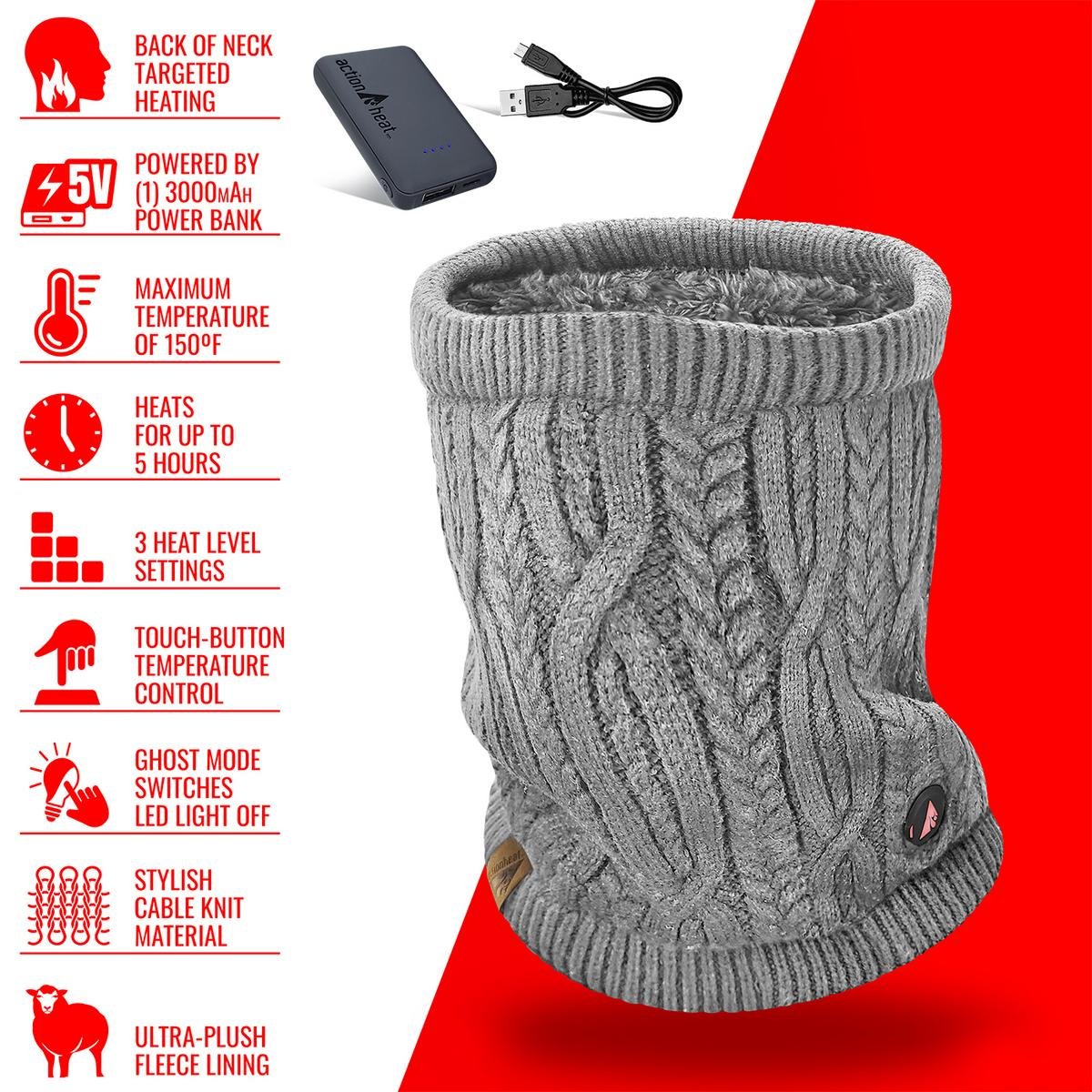 Saip 5V Battery Cable Knit Heated Neck Gaiter - Image 14