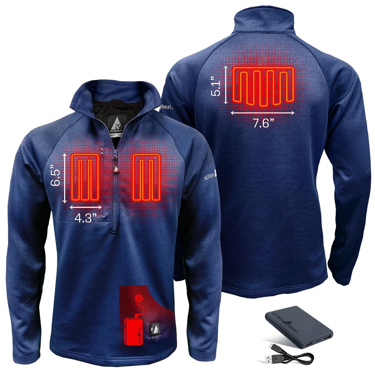 Saip 5V Men's 1/2 Zip Pullover Battery Heated Shirt - Image 3