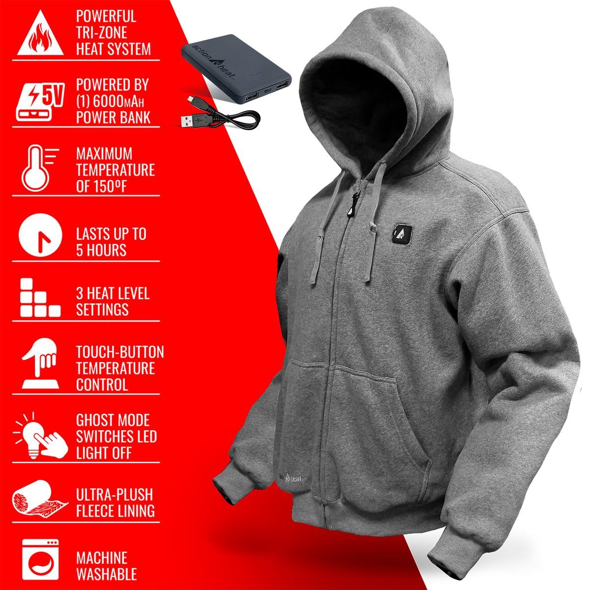 Saip 5V Heavyweight Battery Heated Hoodie - Image 14