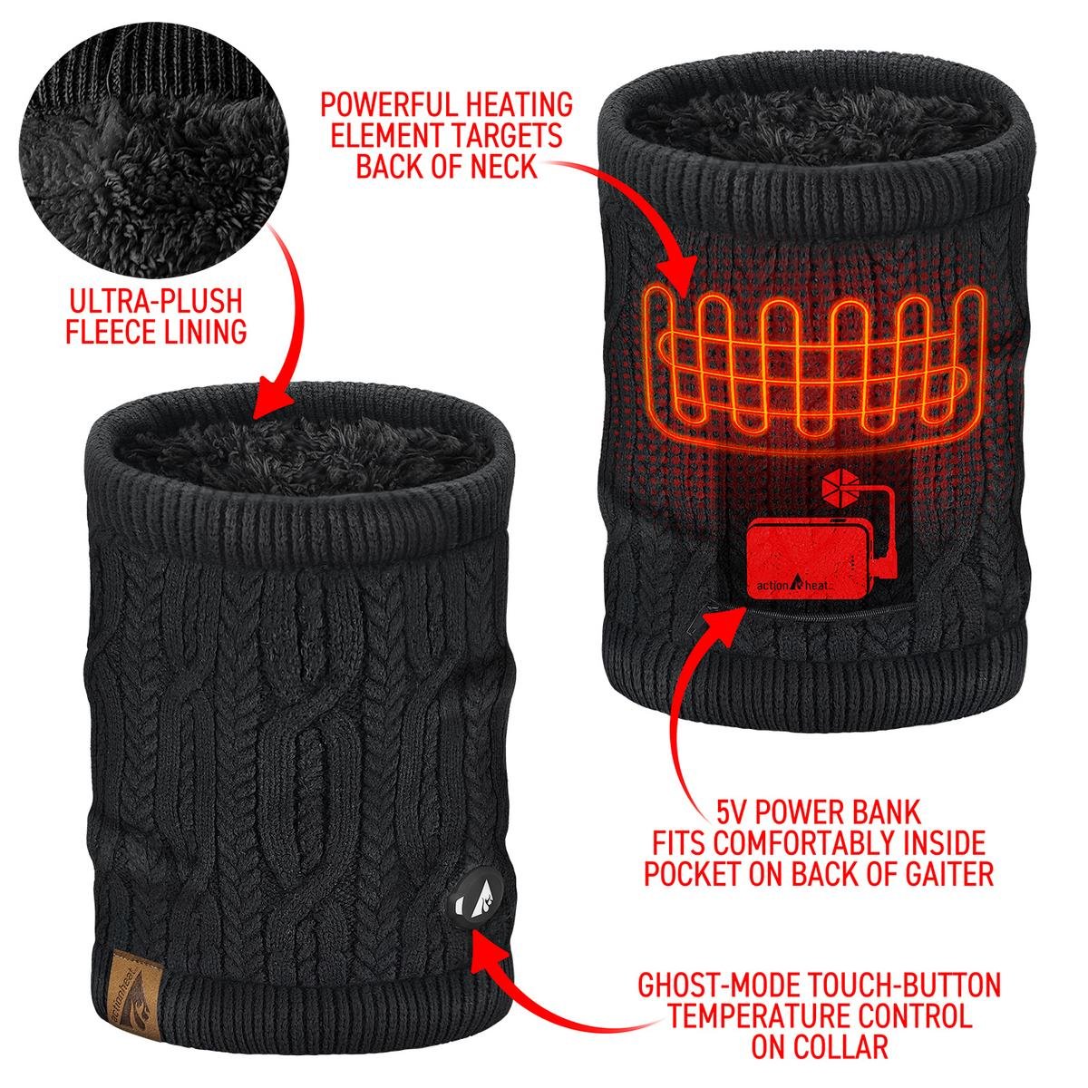 Saip 5V Battery Cable Knit Heated Neck Gaiter - Image 4